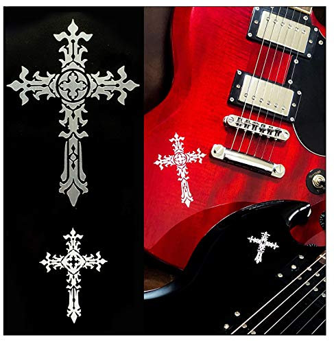 Inlay Stickers für Gitarren & Bass - Metallic Gothic Cross (2 Stück)