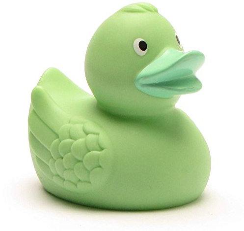 Duckshop I Badeente Finja - Pastell-grün I Quietscheentchen I Quietscheente I L: 7,5 cm I inkl. Badeenten-Schlüsselanhänger im Set