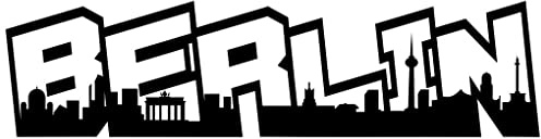 Samunshi® Wandtattoo Berlin Wandsticker Schriftzug Skyline schwarz