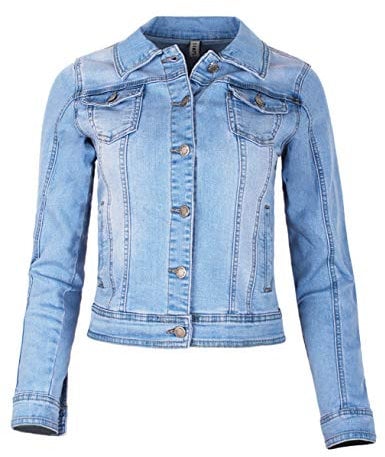 Fraternel Damen Jacke Jeansjacke Denim Jacket talliert stretch Hellblau M / 38