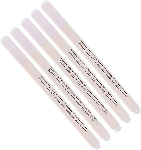 Inzopo 5er Set für Textilien wasserlöslich Marker selbstlöschend Trickmarker weiß