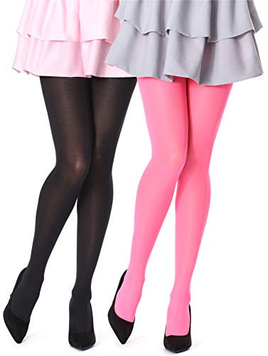 Bellivalini Collant en Microfibre Femme 2 Pack 100 DEN BLVFI1003 (Noir/Neon Rose, S (Taille du Fabricant: 2))