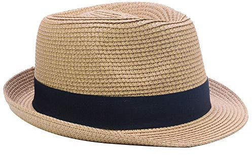 Yosang Sommer Faltbare Panama Fedora Strohhut für Kinder Kurze Krempe Beach Sonnenhut