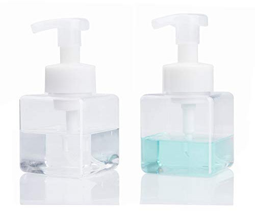 UUJOLY schäumender Seifenspender, 250 ml, nachfüllbare Pumpflasche für Flüssigseife, Shampoo, Duschgel (2 Stück) (klein, klar)