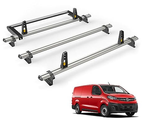 Van Guard Roof Rack for Vauxhall Vivaro 2019+ 3 Aluminium Roof Bars, Rear Ladder Roller with Loadstops [Note: Only Suitable for Models with Twin Rear Doors.] - UltiBar Plus - VG333-3/VGR-09