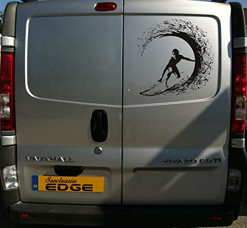 myrockshirt Surfer in Riesenwelle ca 30cm surfen Aufkleber Sticker Autoaufkleber Profi-Qualität Sticker UV-fest