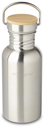 ECHTWERK Praktische Trinkflasche, Wasserflasche, Sportflasche, Isolierflasche, aus hochwertigem Edelstahl, mit Bambusdeckel, für Outdoor-Aktivitäten, Tragegriff, BPA-frei, auslaufsicher, 500 ml