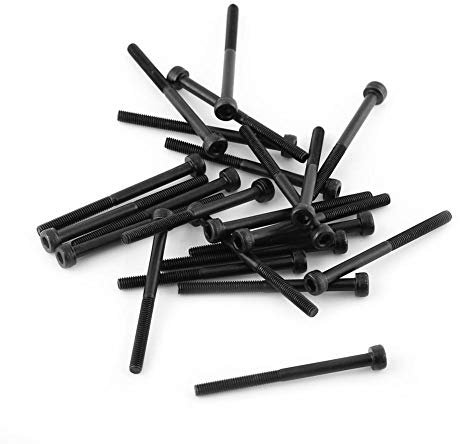 M3 Schwarz Innensechskant Schrauben, 24pcs/pack 12,9 Grad Kohlenstoffstahl Rund Head Maschinenschrauben Set, 4-50mm Reparaturwerkzeugzubehör(M3*40mm half tooth)