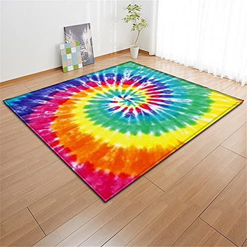 Blume Geometrisch rutschfeste Fußmatte Türmatte, Wohnzimmer Teppich, Teppiche für Wohnzimmer, Saugfähig Schmutzfangmatte, Türvorleger für Haustür Flur Eingang (Mehrfarbig 2, 100 x 150cm)