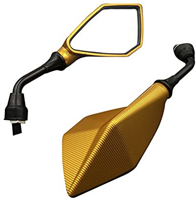Universal Motorrad Rückspiegel,MoreChioce 10mm Motorradspiegel 7/8 Zoll 22mm Lenkerendenspiegel Einstellbare Spiegel Roller Seitenspiegel für ATV Dirt Bike,Gold