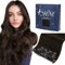 Fshine Echthaar Extensions Clip Dunkelbraun 45cm Doppelt Tressen Invisible Clip in Extensions Echthaar 120g 7 Stücke Echte Haare mit Clips für Komplette Kopf Farbe 2