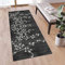 MONECER Teppichläufer rutschfest Meterware 90x180cm Schwarz Vintage Blatt Muster Dünner Waschbar Läufer Teppich Flur Schlafzimmer Korridor Küchenläufer Teppich Lang, Anpassbare Größe, 40-120cm Breit