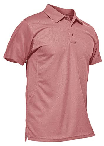 KEFITEVD Men's Quick Dry Polo Shirts Casual Tees Lightweight Golf T Shirts Summer Short Sleeve Tops,Grey Pink,3XL