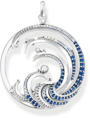 THOMAS SABO Anhänger Welle mit blauen Steinen 925 Sterlingsilber, Geschwärzt