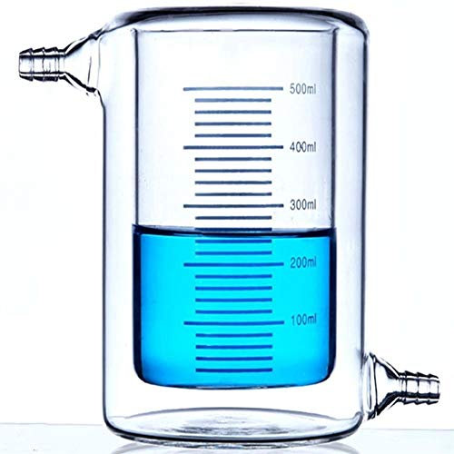 HMTE Lab Supplies 500 ml Mantelglas Becher aus Borosilikatglas 3.3 Mantelkolben Chemische Laborglaswaren (Size : 500ml) (500ml)