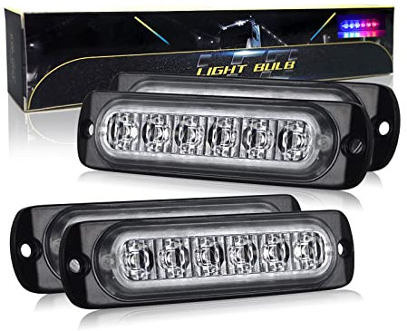 SKYWORLD 4Pcs 6LED Azul Rojo luz Estroboscópica de Emergencia 12V 24V Peligrosa luz Estroboscópica Intermitente luz de Advertencia Lateral coche para off road camión coche ATV SUV 4x4 todoterreno