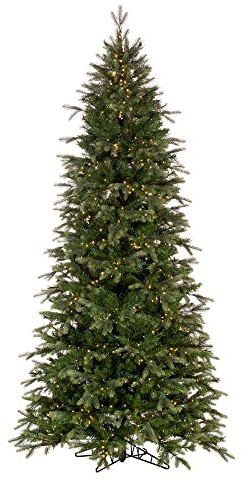 Vickerman 7.5' x 44 Douglas Fir Artificial Slim Pre-Lit Christmas Tree, Warm White LED Wide Angle Lights - Lifelike Indoor Seasonal Home Decor - Maintenance Free Faux Christmas Tree