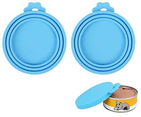 Hotype Tierfutter Dosendeckel 2 Stück, 3 in1 Größe Universal Silikon Dosendeckel für Tierfutterdosen für Katzen und Hunde, Deckel für Dosen für Hundefutter Katzenfutter Tierfutter, Blau