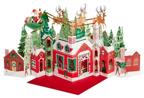 Hallmark Paper Wonder Pop Up Jumbo Christmas Card Holiday Tabletop Decor (Accordion Fold Christmas Village)