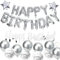 Luftballons Geburtstag Dekoration Happy Birthday Girlande Luftballons Party Deko Silber Happy Birthday Deko mit Luftballons Girlanden Konfetti Ballons für Geburtstags dekoration.