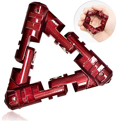 Zolunu Infinite Flip Fidget Toys, Metall Dreiecke Sensory Hand Fidget Spielzeug für Erwachsene Kinder Angst Stress Relief Spielzeug (Rot)