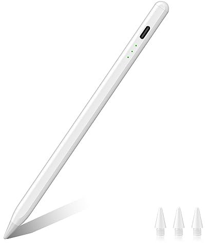 Ciscle Pen Compatible for iPad 2018-2023, Tilt Sensitivity Magenetic Attach Stylus Pencil with Palm Rejection, Compatible Apple iPad 6-10th/ Pro 11''&12.9 3rd-5th/ Air 3rd-5th, Mini 5/6th, White