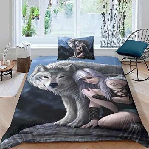taimowei Anne Stokes Bettbezug-Set Weiches Mikrofaser-Bettwäsche-Set Für Erwachsene Teenager Kinder 2 Stück Mit Reißverschluss Für Heimtextilien Single(135x200cm)