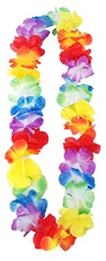 Hawaii Blumenkette 90cm bunt - Hawaiikette in Regenbogen Farben - Sommer Beach Party Tropical Deko Accessoire