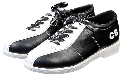 NGARY Mens Lawn Bowls Shoes Unisex Bowling Trainers Breathable Non-Slip Bowling Shoes for Outdoor Indoor,Black White,9 UK