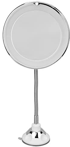 YUYTE Kosmetikspiegel LED Beleuchtet 10X Vergrößerung,Schminkspiegel Rasierspiegel mit 360° Schwenkbar und Saugnapf,Verstellbarer Schwanenhals-Make-up-Spiegel für Zuhause und Büro