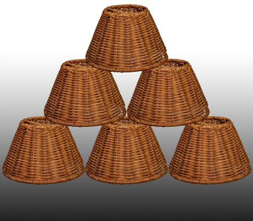Lot de 6 petits abat-jours de rechange en rotin pour lustre en osier