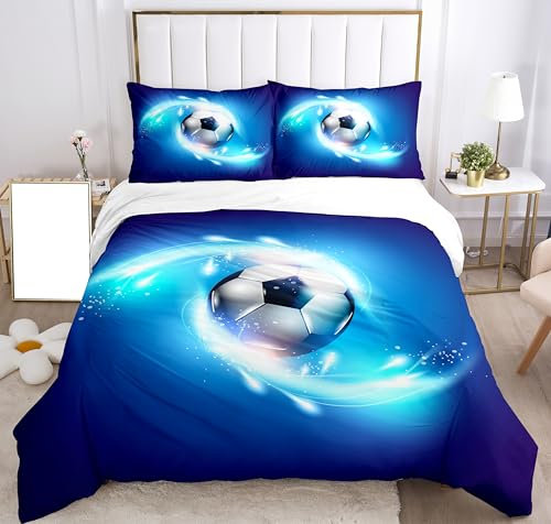Bettwäsche-Sets Kinder Fußball,Kissenbezug 80x80cm,Fussball Bettwäsche Set Jungen Fußball Bettwäsche Set 3D Effekt Fussball Druck Microfaser Bettwäsche(Stil 4, 200x200cm)