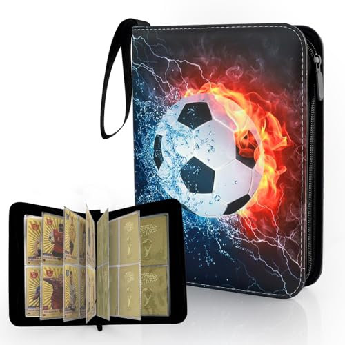ZUYIST Sammelalbum Fußball Karten, 50 Seiten Sammelkarten Album 400 Karten Kapazität PU Wasserdichte Sammelalbum Karten Fussball mit Reißverschluss für die Aufbewahrung von Sammelkarten