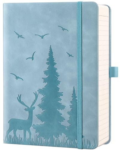 ZXHQ 365 Seiten B5 (19,5 x 25,5 cm) Liniertes Notizbuch - College-Ruling, Ledergebundener Einband, 100 g/m² dickes Papier, feine Innentasche - Blass-Türkis
