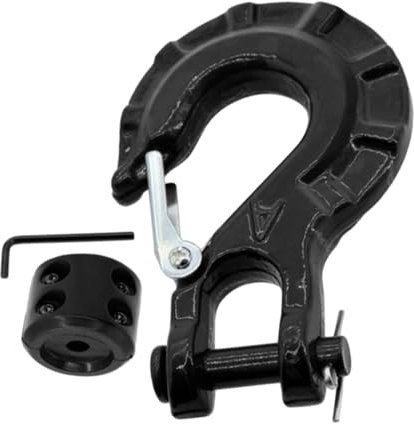 SANWAN Gancio per verricello, in acciaio legato, compatibile con vari veicoli fuoristrada, tra cui SUV, camion, furgoni e rimorchi, rimorchio resistente, efficace riduzione degli impatti, nero