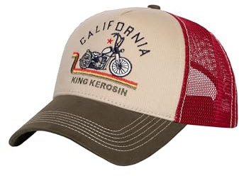 King Kerosin Herren Trucker Cap Fester Schirm Stickerei Chopper California Vintage Retro Mesh Snapback Motorrad Biker Kappe California