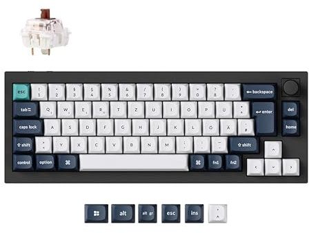 Keychron Q2 Max individuelle mechanische Gaming-Tastatur, QMK programmierbarer Knopf 2,4 GHz/Bluetooth 5.1/kabelgebunden, Deutsch DE ISO 65% kompakter RGB-Hot-Swap mit Gateron Brown-Schalter