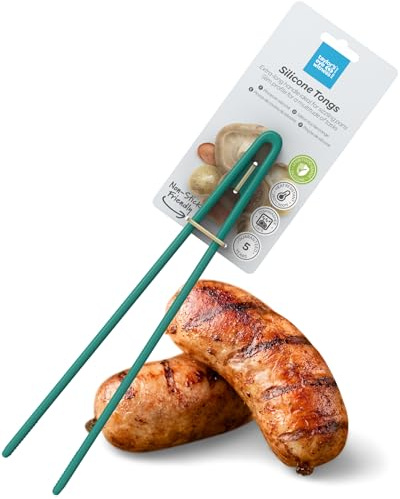 Taylors Eye Witness Large Lagoon Blue Silicone Gripping Tongs - Dishwasher Safe. Sturdy Build, Non-Scratch Grip Heads, Long Handle. Odour, Stain & Heat Resistant (260°C/500°F). 5 Year Guarantee