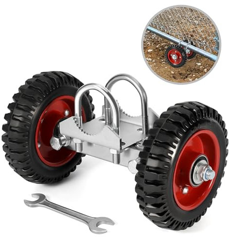 Aukivon Rolling Gate - Rueda de goma de 6 pulgadas, doble perno en U, rodillos de puerta corredera para valla de enlace de cadena, puertas de tubo de metal, capacidad de 550 libras, ruedas de puertas