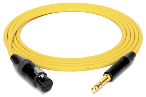 enoaudio Mogami 2534 Quad Professionel Studio Câble symétrique | Neutrik Gold XLR femelle – Jack TRS 6,3 mm | HiFi, jaune, 7 m