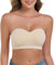 ANGOOL Women's Bandeau Bra Strapless Non-Wired Padded Seamless Multiway Convertible Straps Full Support Non-Slip, Beige, L