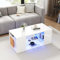 FAYICIC Hochglanz Couchtisch mit Glas, LED Couchtische, Weiß Kaffeetisch,Mehrere Lagerplätze,96x45x45 cm