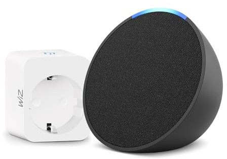 Echo Pop | Anthrazit + WiZ Smart Plug, Funktionert mit Alexa - Smart Home-Einsteigerpaket