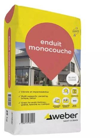 Enduit monocouche de façade extérieur blanc cassé 25 kg - d’imperméabilisation et décoration façades - Weber