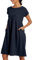 Sommerkleid Damen Leicht Und Luftig Leinenkleid Kurzarm Strandkleid Rundhalsausschnitt Freizeitkleid Mit Taschen Musselin Kleid Midikleid Einfarbig Große Größen S-5XL