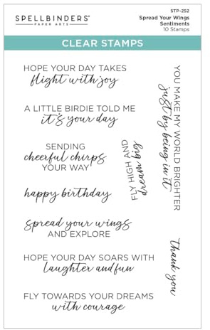 Spellbinders STP-252 Spread Your Wings Sentiments Clear Stamp Set from The Cheerful Chirps Collection