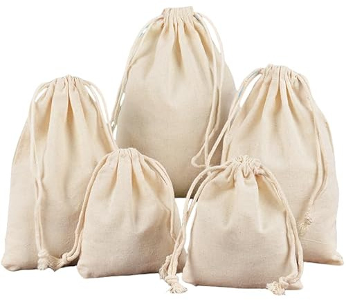 WANYI 3 Pièces Pochon Tissu 30x40cm Sac en Tissu avec Cordon de Serrage Sac Tissus en Coton Sacs Cadeaux pour Anniversaire Mariage Bijoux Cadeau