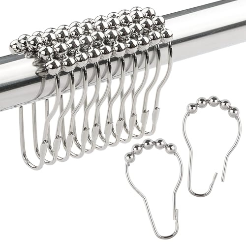 FAYAHAR 20 Piezas Argollas para Cortinas, Anillas Cortinas Ducha, Plateado | 7,5 x 4 CM, Deslizamiento Suave, Colocación Rápida, Duradero y Resistente, Anillas Cortina Baño, para Baños, Ventanas