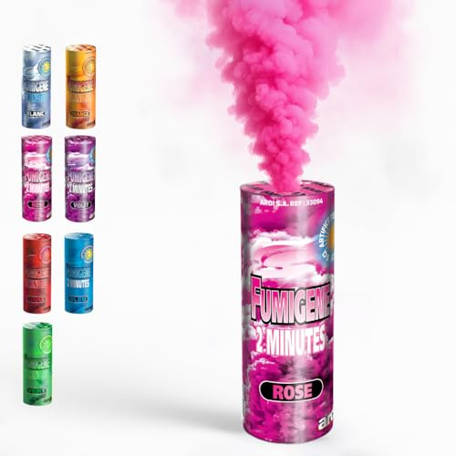 Fumigène de Mariage 2 Minutes, 7 Couleurs Disponibles, Fumée Dense, 14 cm x 5,2 cm (Rose)