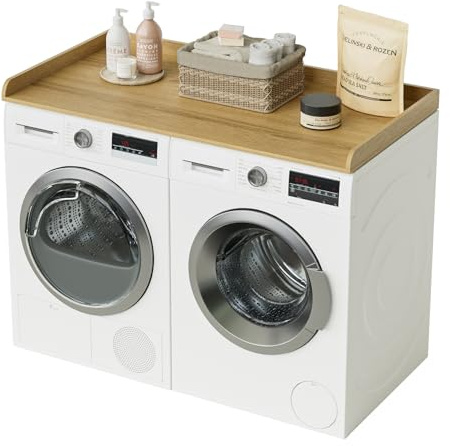 Apetaccat Washer Dryer Countertop, 137x 70CM Washer and Dryer Countertop Wood with Anti-Slip Pads, Washer Dryer Topper, Laundry Topper for Laundry Room Organization, Oak